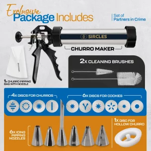 SIRCLES Churro Maker Machine Kit - Large & Durable Stainless Steel 14