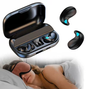 Xmenha Flat Invisible Sleep Wireless Earphone IPX5 Waterproof Thin Invisible Sleep Earbuds for Side Sleepers Sleep Ear Buds Smallest Tiny Small Mini 