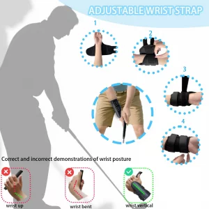 Siciwelely Golf Swing Training Kit with Wrist Strap/Arm Band/Storage Bag, Golf Swing Training Aid to Correct Wrist Angle & Develop Muscle Memory,Golf