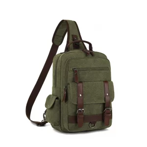 Vintage Canvas Crossbody Bag for Men - Lightweight Single Shoulder Laptop Bag for Casual Travel and Cycling - Green