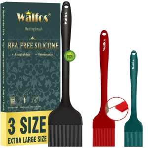 Walfos 3 Size Basting Pastry Brush, Silicone Pastry Brushes for Barbecue, Baking, Desserts, Cooking Brush for Kitchen - Strong Stainless Steel Core