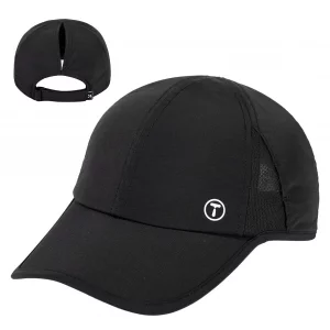 TOP-EX Womens High Ponytail Baseball Cap Cooling UPF 50 Summer Waterproof Sun Hat for Running Golf Tennis Sports Foldable Black L/XL
