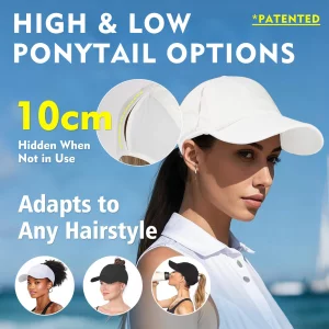 TOP-EX Womens High Ponytail Baseball Cap Cooling UPF 50 Summer Waterproof Sun Hat for Running Golf Tennis Sports Foldable Black L/XL