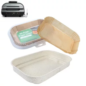 Griddle Pan and Air Fryer Liners for Ninja Foodi FG551/DG551 Smart XL 6-in-1 Grill Accessories, Non-Stick Upgraded Ceramic Cooking Pot for Ninja Food
