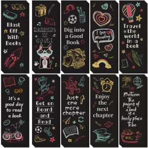LiYiQ 100 Pcs Reading Rocks Bookmarks Rockets Design Bookmarks 72.5-inch Double-Sided Bookmark for Book Lovers Cute Bookmark for Reader Students Sch