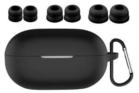 A-Focus Solo Buds Case Ear Tips Kit, Silicone Shockproof Skin with Keychain and 3 Pairs Double Flange S/M/L 3 Size Eartips Set Accessories Comopatibl