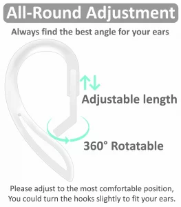3 Pairs Ear Hooks Compatible with AirPods Pro 2nd 1st and 3 2 1, 360 Angle Rotation Adjustable Length Anti-Slip Sport Earhooks Wing Tips Holder Compa