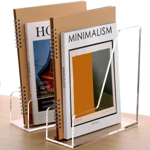 SANRUI 2-Pack Acrylic Magazine File Holder Desk Organizer Magazine Rack, Clear, Vertical File Sorter Holders, 9.45