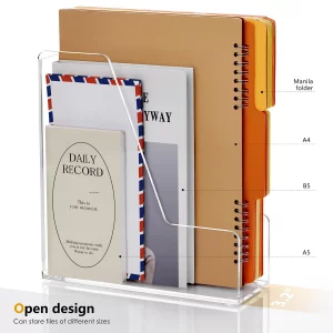 SANRUI 2-Pack Acrylic Magazine File Holder Desk Organizer Magazine Rack, Clear, Vertical File Sorter Holders, 9.45