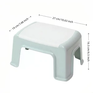 Small Plastic Step Stool - Heavy-Duty ABS Shower Stool, Anti-Slip Bath Stool |Compact Foot stools for Bathroom, Home, Kitchen, Garden - White/Blue