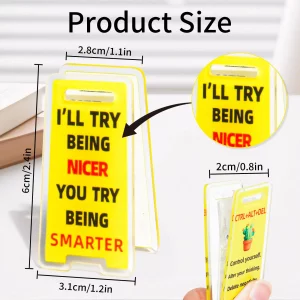 12 Pack Funny Sticky Note Holder Clips,Caution Overstimulated Desk Sign for Women & Men,Hilarious Desk Sign Humor Joke Gag Gift for Coworkers Leader 