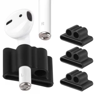 Waenerec 3pcs Silicone Watch Band Holder for Airpod 1/2 / Pro Holder Portable Anti-Lost Silicone for Airpods Watch Band Holders Accessories (Black)