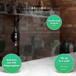 Full Size 4x6 for 8.5x11 Pack of 25 Recipe Card Protectors Top-Loading Crystal Clear Recipe Card Sleeves with 2 Pockets for 3 Ring Binder, Plastic In