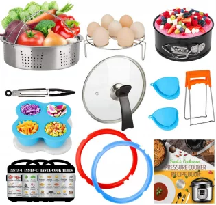 3 Quart Accessories for Instant Pot, Including Cake Baking Barrel, Steamer Basket, Tempered Glass Lid, Silicone Sealing Rings, Egg Steamer Rack, Egg 
