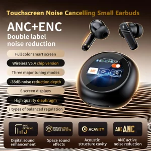 Active Noise Cancelling Touch Screen Earbuds With Screen Transparency Mode Tws Bluetooth Touchscreen Earbuds Anc Active Noise Canceling Blue Tooth Ea