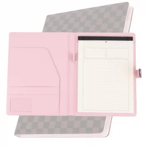 OFFICE RITM Checkered PU Leather Business Portfolio Binder Legal Notepad Holder for Women | A4 Legal Letter Size | Work Binder Folio Padfolio | Profe