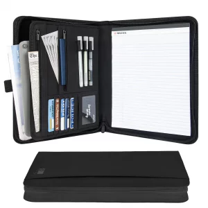 Ditiord Premium Vegan Leather Portfolio Organizer Business Folder - Zippered Padfolio with Zipper Closure Pad Holder Compatible with Legal Pads 8.5 x