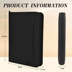 Ditiord Premium Vegan Leather Portfolio Organizer Business Folder - Zippered Padfolio with Zipper Closure Pad Holder Compatible with Legal Pads 8.5 x