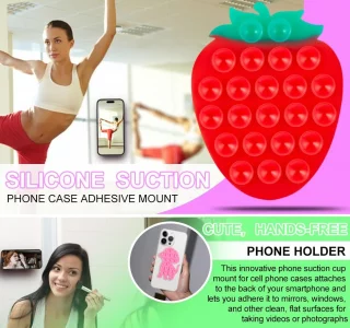 CIEO Silicone Phone Grip, Strong Suction, Fruit Shaped Phone Holder,Suitable for Selfies and Videos on Mirrors, bathrooms and Smooth Surfaces, Compat