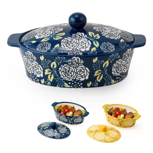 Ceramic Casserole Dish With Lid, Casserole Dishes for Oven, Baking Dish Lasagna Pans For Cooking, Oval Baking Pan, Dutch Oven, Perfect for Bread Baki