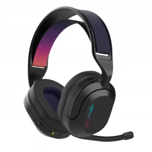 JLab Nightfall Wireless Gaming Headset, All-Night Comfort, 50mm Drivers and Sound Isolating Inner Shelf, Flip-to-Mute Rotating Mic, Dual Wireless Con