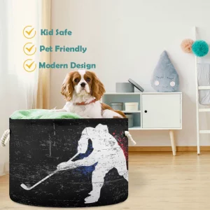 visesunny Hockey Poster Laundry Baskets Fabric Storage Bin Storage Box Collapsible Storage Basket Toy Clothes Shelves Basket for Bathroom,Bedroom,Nur