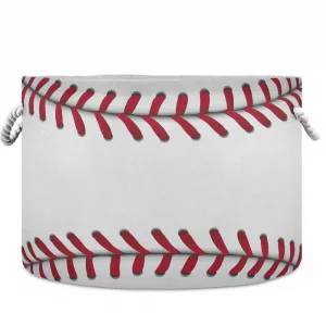 visesunny Baseball Sport Laundry Baskets Fabric Storage Bin Storage Box Collapsible Storage Basket Toy Clothes Shelves Basket for Bathroom,Bedroom,Nu