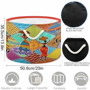 visesunny Storage Basket Dancing African Woman Colorful Patchwork Nursery Hamper Basket Clothes Toy Storage Organizer Bin Box Collapsible Laundry Bag