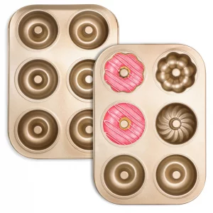 Solaradgy 2PCS Donut Pan Carbon Steel 6-Cavity Donut Pan for Baking Doughnut Nonstick & Easy Clean & Dishwasher Safe Donut Mold for Cake, Dessert & B