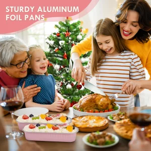 YQER 100 Pack Mini Loaf Pans with Lids and Spoons Sealing Sticker, 6.8oz Mini Cake Pans for Baking, Disposable Aluminum Foil Loaf Pans, Pink Loaf Bak