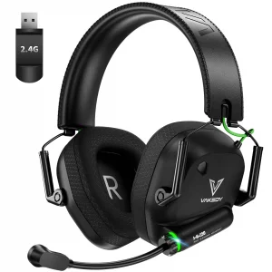 Vakedy Wireless Gaming Headset for PC, PS5, PS4, Mac, Switch, 2.4GHz USB Dongle Headphones with Mic, Bluetooth 5.4, 50mm Driver, Stereo Sound, Cool L