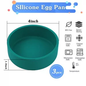 3Pcs ZHYEEDAA Air Fryer Egg Mold,Silicone Egg Molds, Individual Egg Bite Maker Reusable Egg Molds, Microwave Egg Cooker, BPA Free, Dishwasher Safe (R