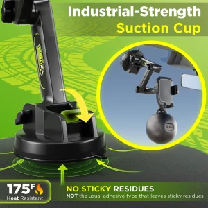 Phone Mount for Truck Phone Holder for Truck - Heavy Duty Suction Cup + Dashboard Pad, Mobile Device Holder for Dashboard Window 16.9 inch Long Arm, 