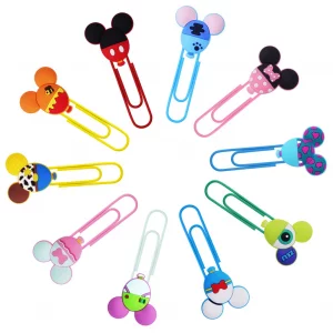 AUAUY 10PCS Cute Mouse Paper Clips, Book File Page Marker Clips for Teacher & Students, Colorful Office Supplies Gifts Bookmark Clamp Desk Accessorie