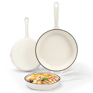 Nonstick Enameled Cast Iron Cookware - 3 enameled cast iron skillet 8-Inch, 9.5