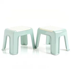 Plastic Step Stool for Kids and Adults - Heavy-Duty ABS Shower Stools & Bath Stool with Anti-Slip Base, Compact Foot Stool for Bathroom, Home, Office