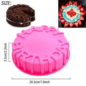 OMDBAGD Birthday Cake Molds for Baking Silicone Cake Pan Tools?Non-stick Cheese Reusable and Durable Pastry Mould for Dessert, Cookie, Bread, Pudding