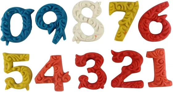 Wetco Silicone 3D Embossed Number Molds, 2 Pack 0-9, Hot Pink, Baking & Chocolate, Wedding & Birthday