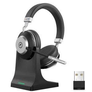 Wireless Headset with Mic for Work, Bluetooth Headset with Microphone (AI Noise Cancelling), 60 Hours Woktime Wireless Headphone for Work from Home/C