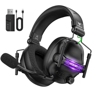 WESEARY WG2 Wireless Gaming Headsets with Microphone for PS5, PS4, PC, Switch, Mac, Crystal Stereo Bluetooth Headphones, Wireless Headset 2.4GHz with