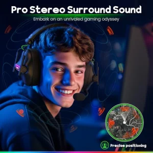 WESEARY WG2 Wireless Gaming Headsets with Microphone for PS5, PS4, PC, Switch, Mac, Crystal Stereo Bluetooth Headphones, Wireless Headset 2.4GHz with