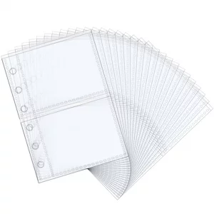 20pcs A7 Photo Sleeves Clear Sheet Protectors 2.6''x2.3'' 2 Pockets Picture Card Insets PP Photo Album Refill Pages for 6 Ring Binder