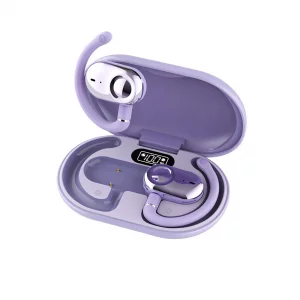 Ttbesmi Purple Out of Ear Wireless Open Ear Headphones OWS Hanging Earphones 5.4 Bluetooth Air Bone Conduction Around Over The Ear TWS Wireless Earbu