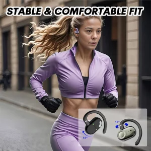 Ttbesmi Purple Out of Ear Wireless Open Ear Headphones OWS Hanging Earphones 5.4 Bluetooth Air Bone Conduction Around Over The Ear TWS Wireless Earbu