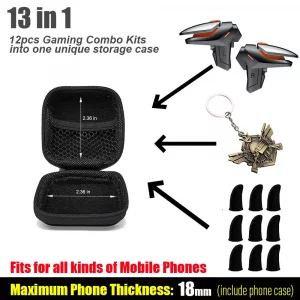 Mikirini 13 in 1 Mobile Phone Game Controller, 2 Gaming Triggers Cell Phone Controller for PUBG/Knives Out/Call of Duty/Rules of Survival, Aim & Fire