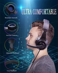 One Ear Headset with Mic for PS5/PS4/Xbox One/Xbox Series X/S/Nintendo Switch/Lite/Steam Deck, Gaming Headphone with Microphone Control, 3.5MM Wired 