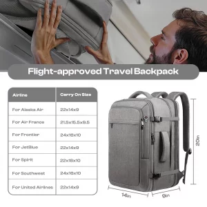 Sirmaeed 50L Travel Laptop Backpack, Extra Large Backpack, Laptop Backpack for Men, Water Resistant TSA Airline Approved Business Work 17.3 Computer 