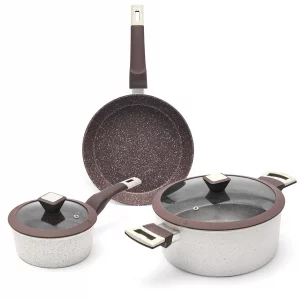 Boryenty Pots and Pans Set Non Stick, 5Pcs Ceramic Cookware Set, Healthy Non-toxic Induction Cookware with Stay-Cool Handle, Basic Kitchen Utensils S