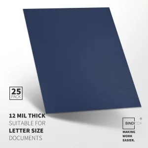 Binditek 25 Pack 12 Mil Sand-Textured Polycover - Plastic Binding Cover for Business Reports and Proposals - Lightly Sanded Finish - Square Corners, 