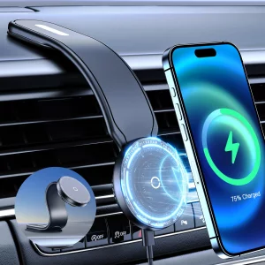 This Hill for 15W Magnetic Car Mount Charger, Aluminum Alloy Material can be Folded Repeatedly, Magnetic Wireless Fast Charging for Car Dashboard/Win